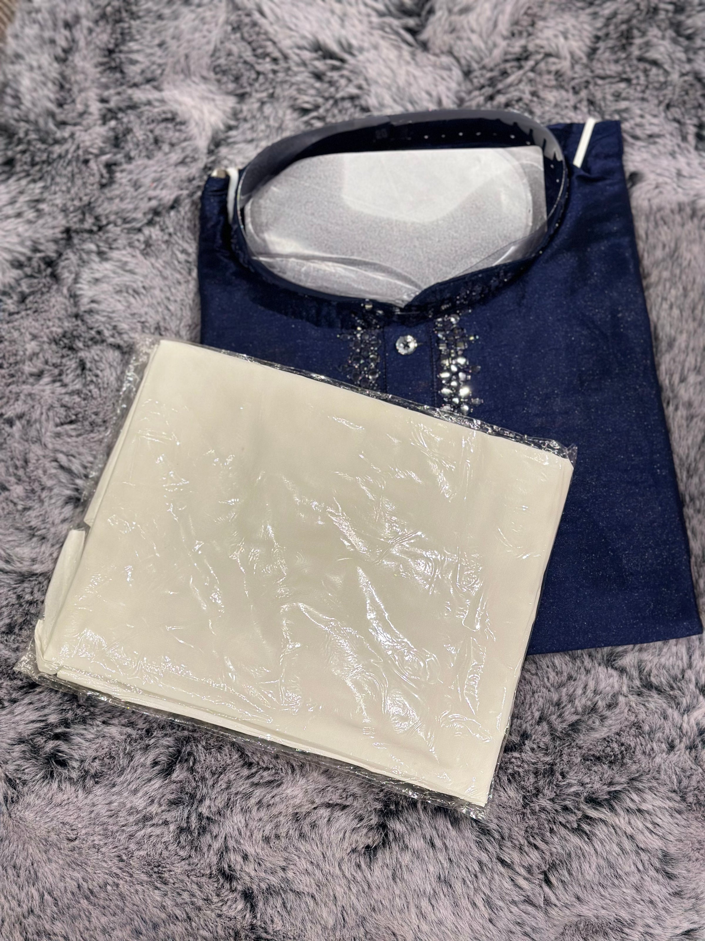 Blue Long Silk Kurta
