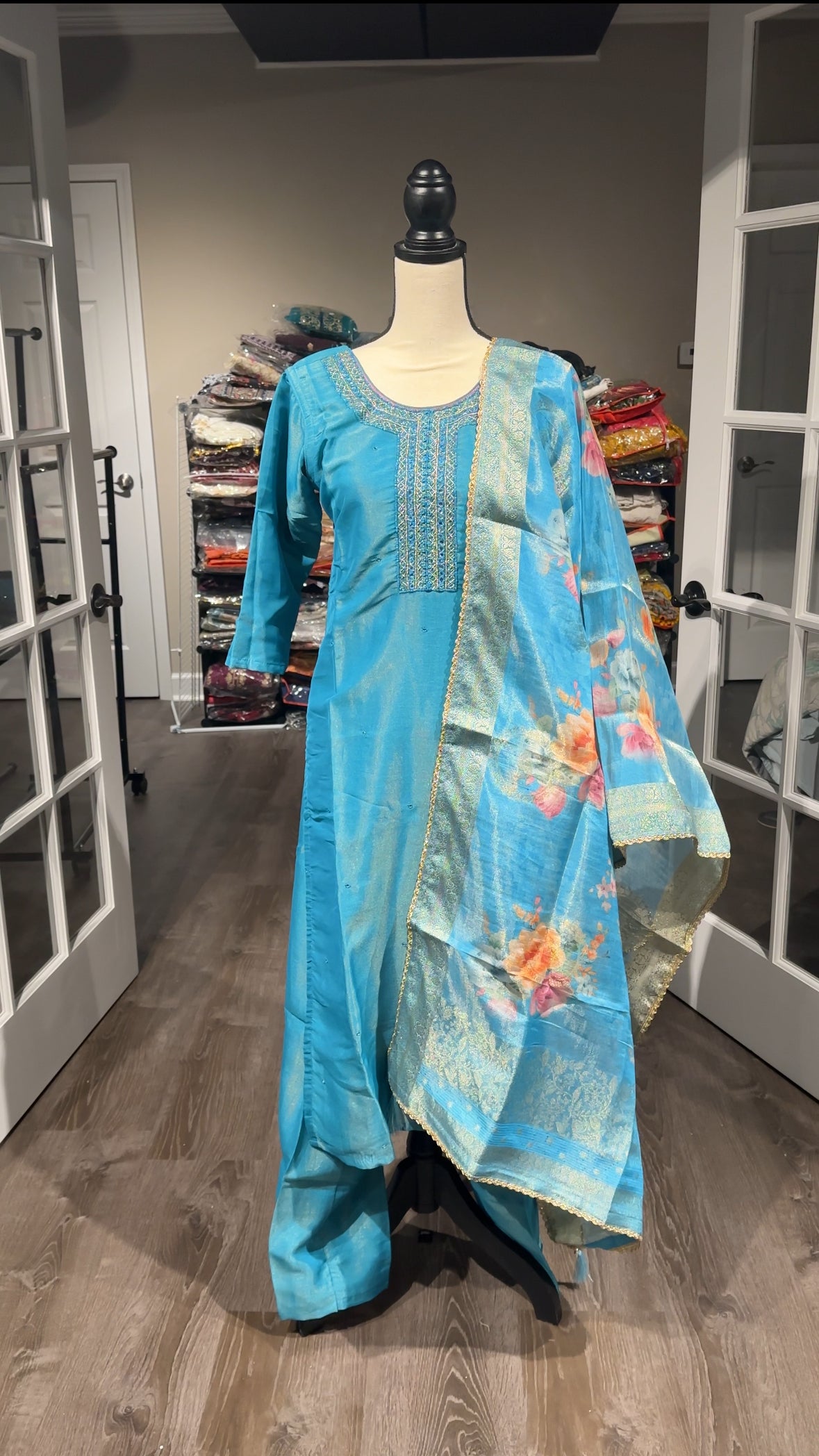 Light Blue Silk Salwar Suit