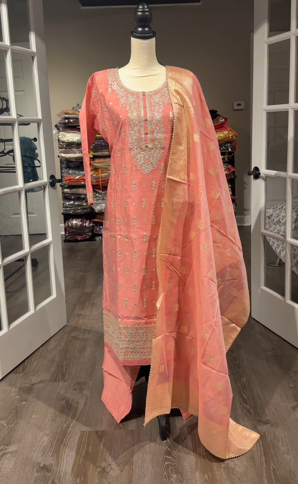 Blush Pink Silk Embroidery Salwar