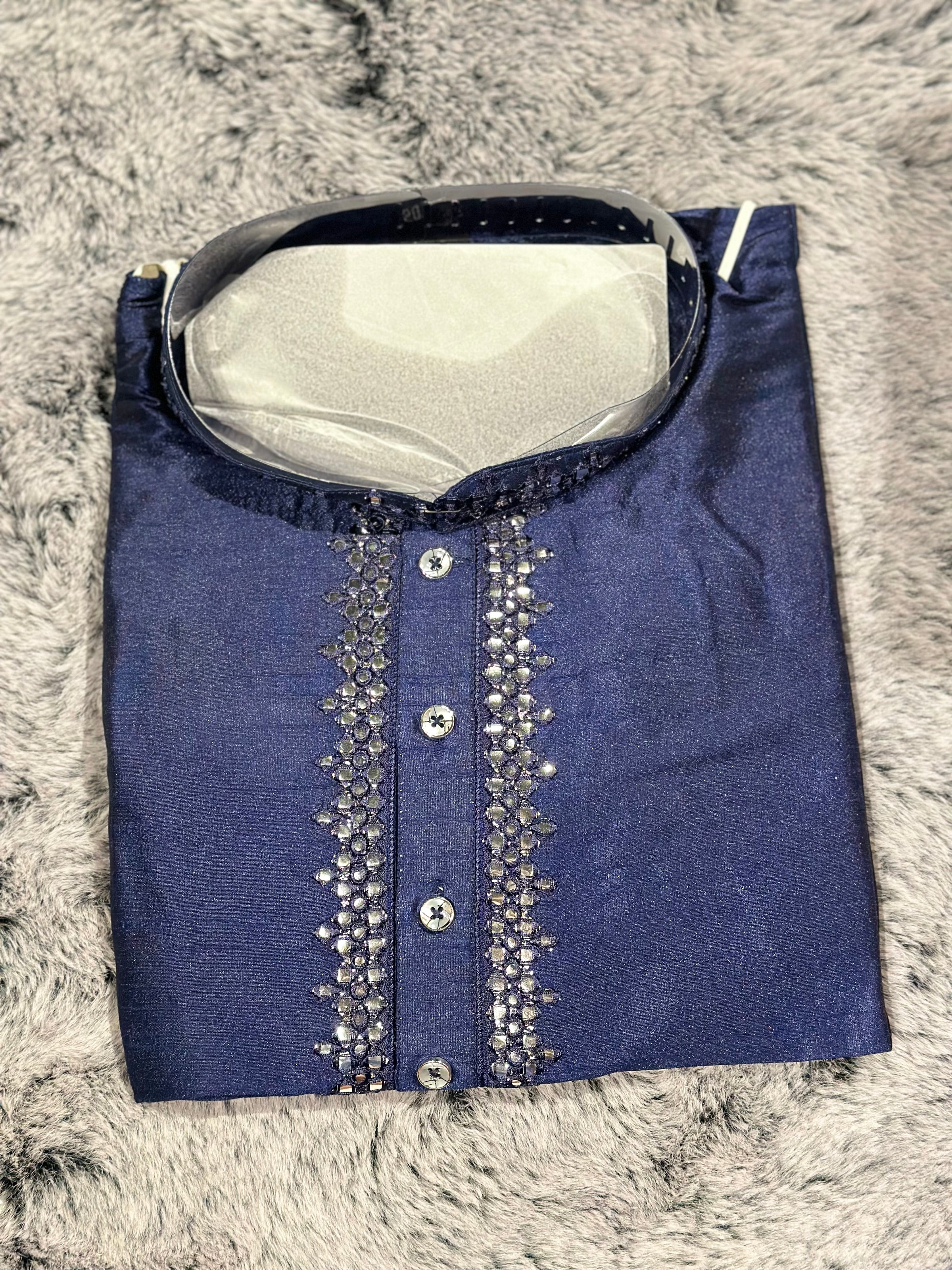 Blue Long Silk Kurta