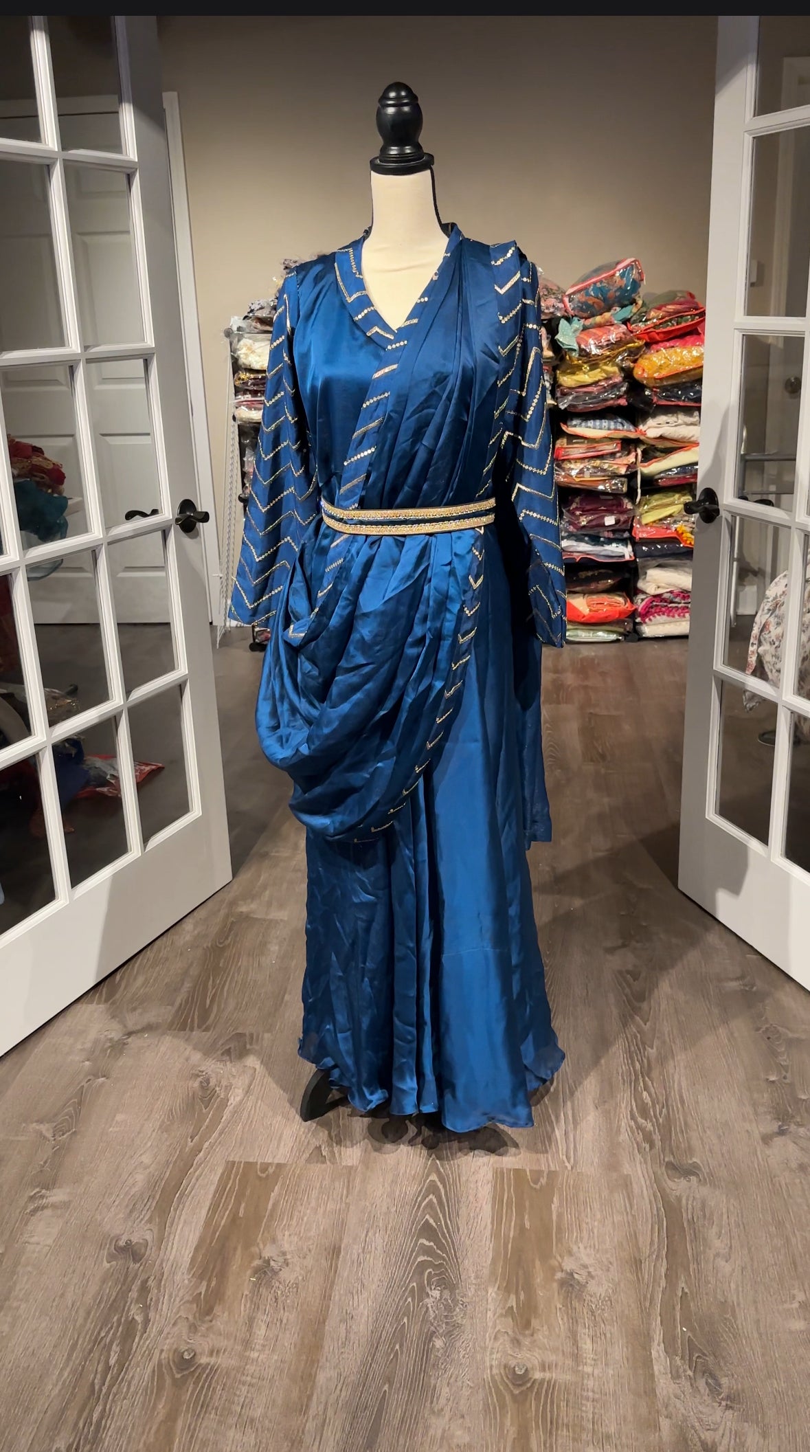 Silk Lehenga Sari in Blue