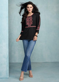 Black Rayon Casual Wear