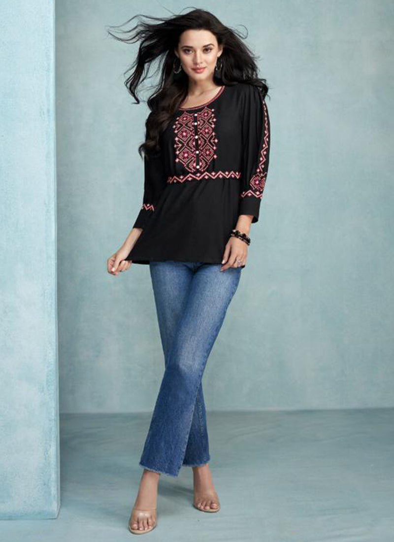 Black Rayon Casual Wear