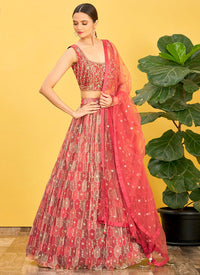 Dark Old Rose Organza Lehenga