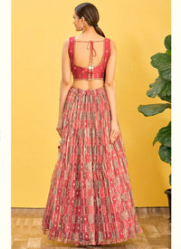 Dark Old Rose Organza Lehenga