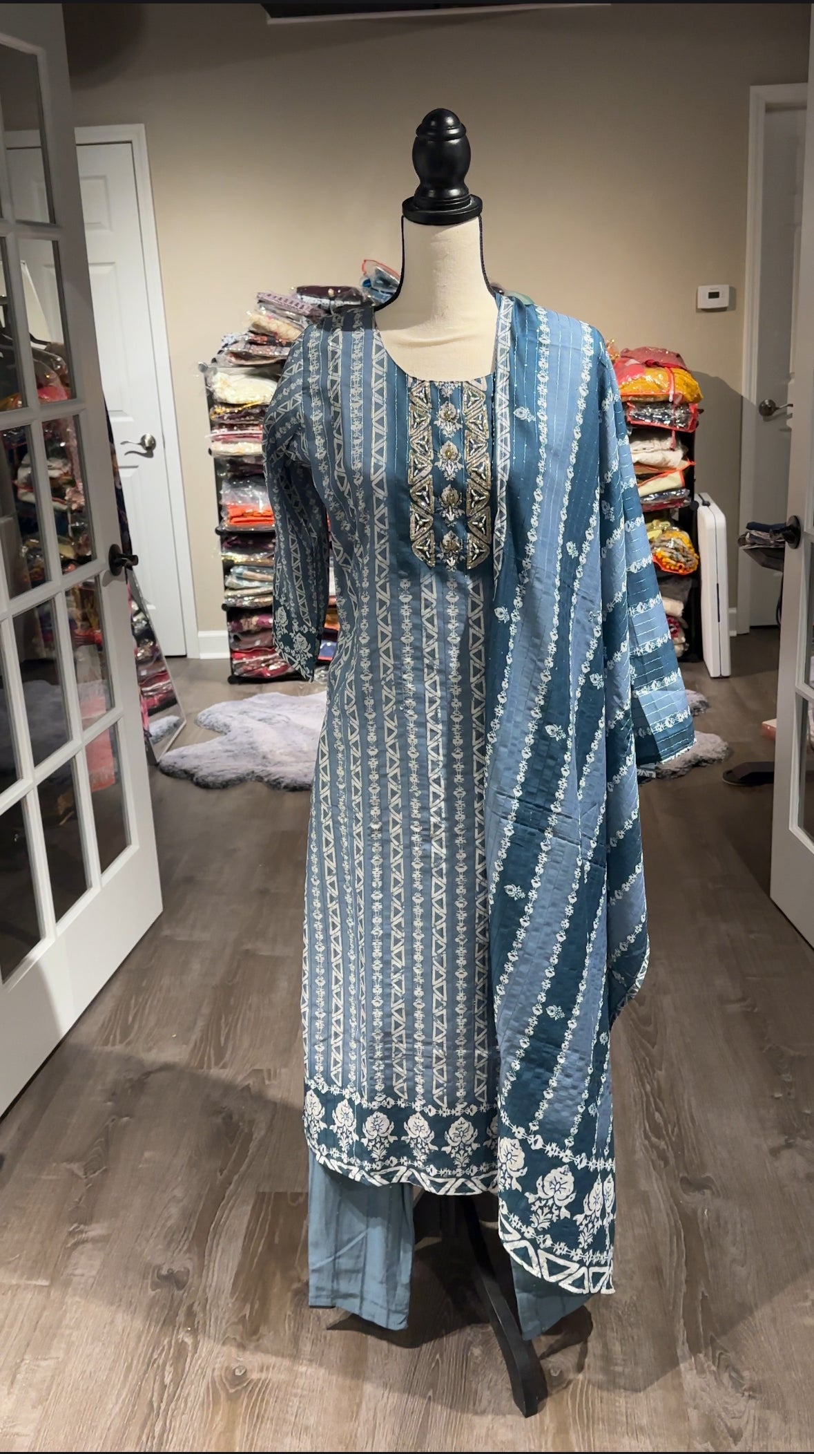 Bluish Gray Rayon Salwar