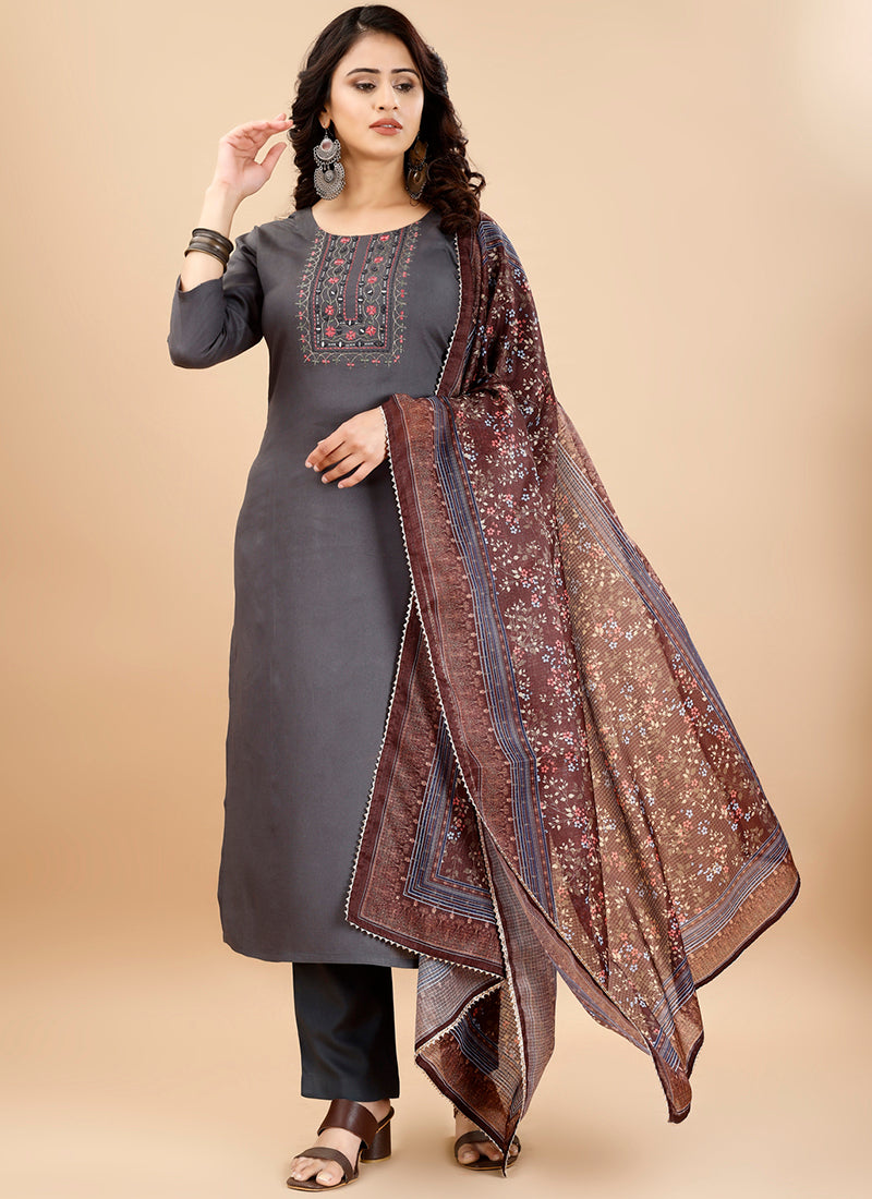 Gray Rayon Salwar Suit