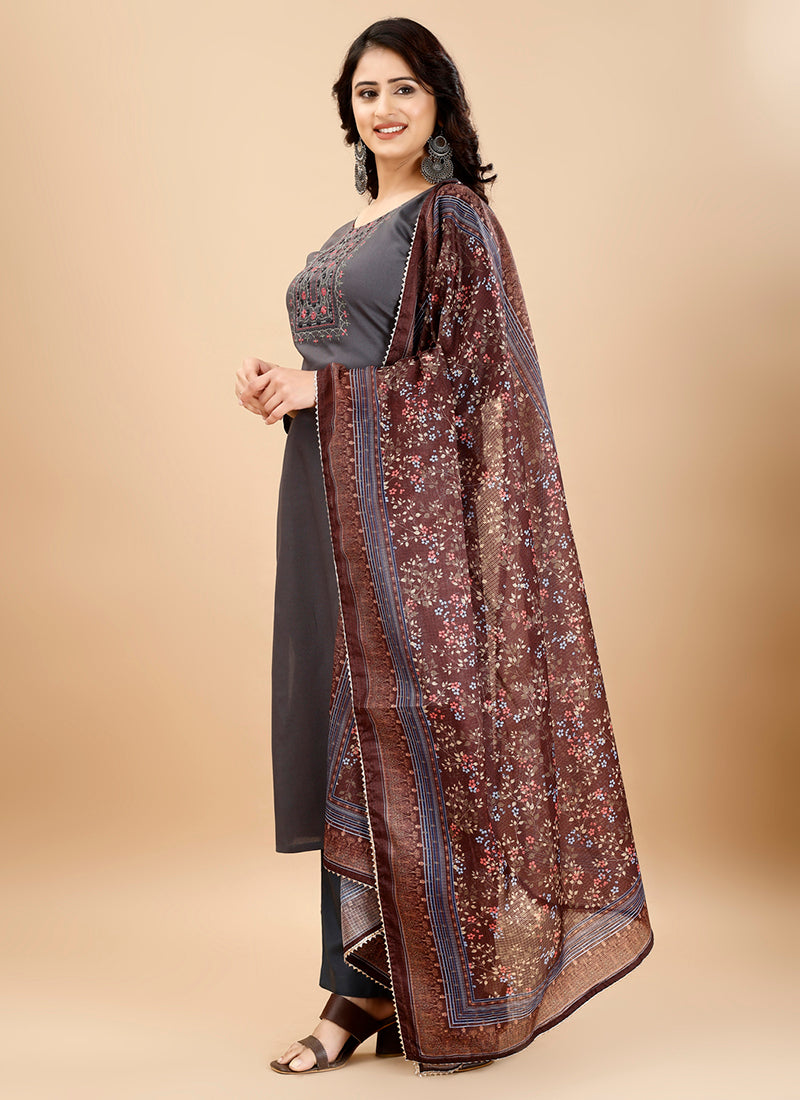 Gray Rayon Salwar Suit