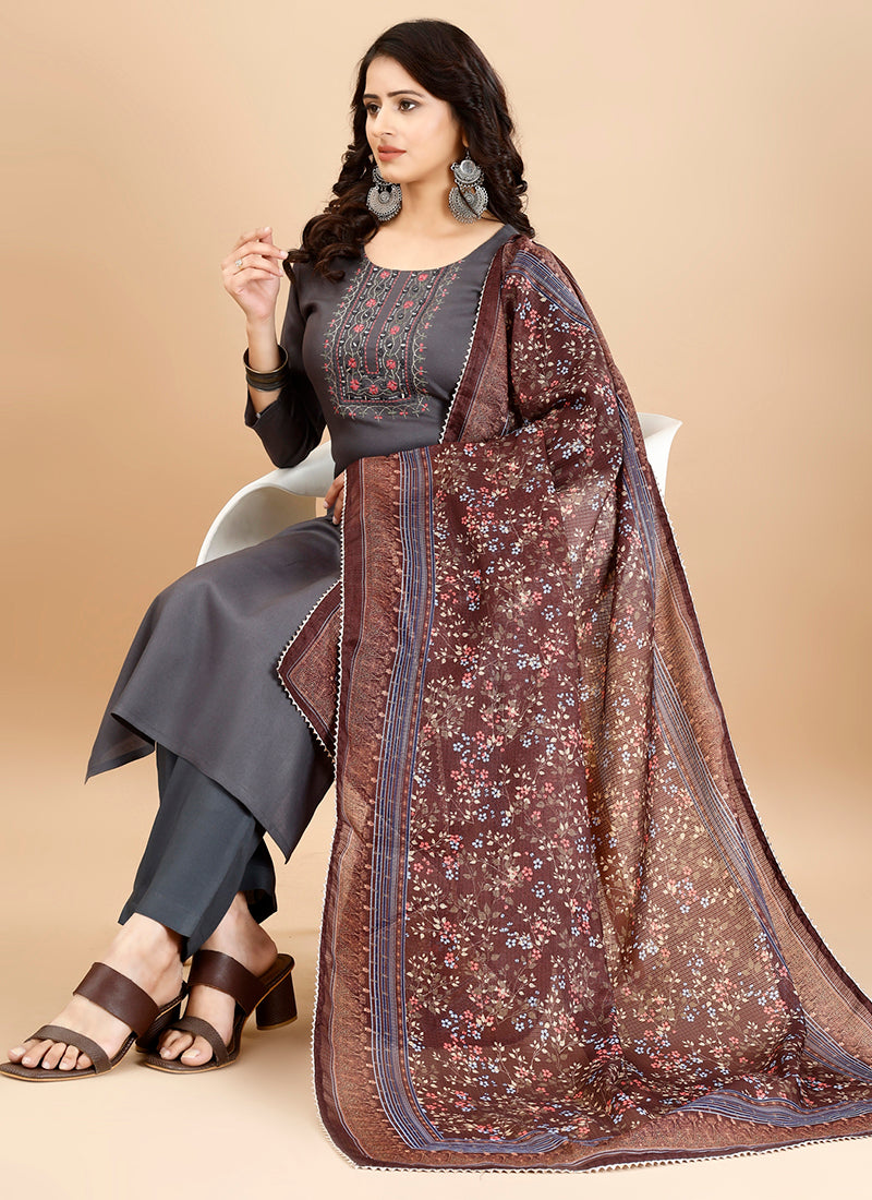 Gray Rayon Salwar Suit