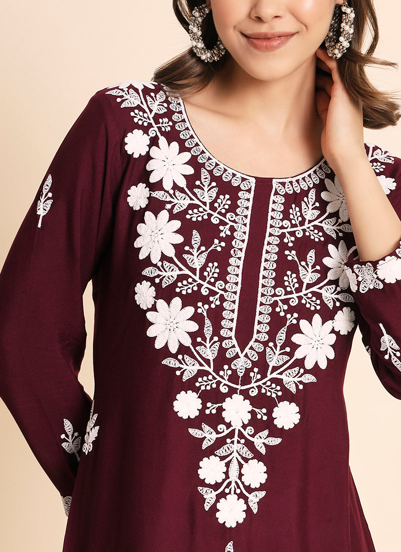 Maroon Rayon Daily Wear