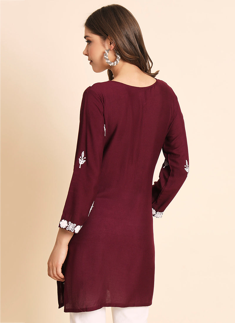 Maroon Rayon Daily Wear