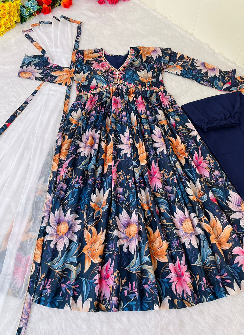 Navy Blue Soft Cotton Alia Cut M (38)