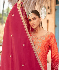 Digital Print Chinon Silk Pakistani Suit