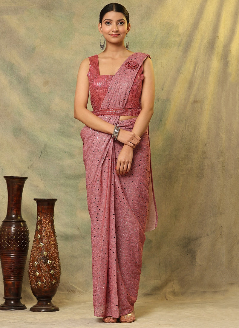 Pink Ready to wear Saree