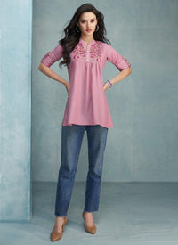 Pink Rayon Casual Wear