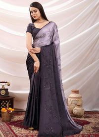 Purple Japan Satin Saree