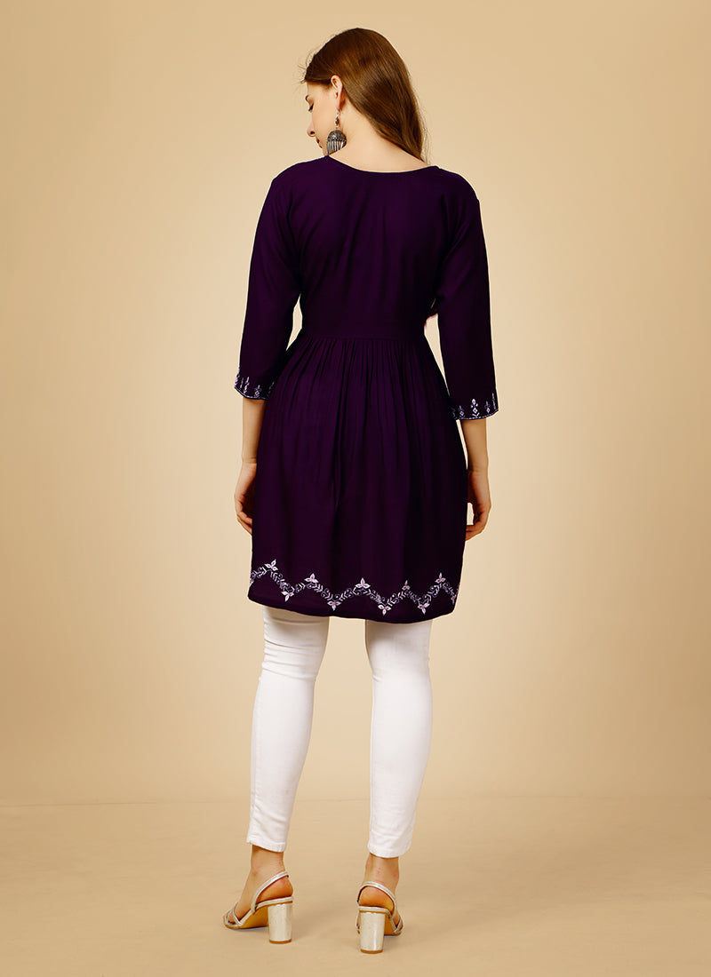 Purple Rayon Embroidery