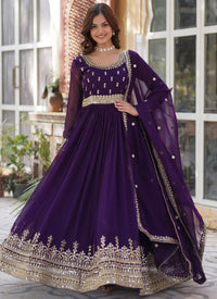 Purple Georgette Embroidery Anarkali