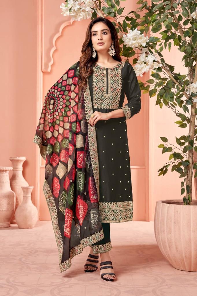 Black silk salwar suit hotsell