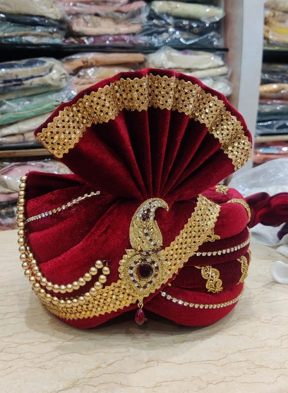 Maroon Velvet Turban