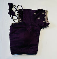 Deep Purple Gold‑Embroidered Silk Saree