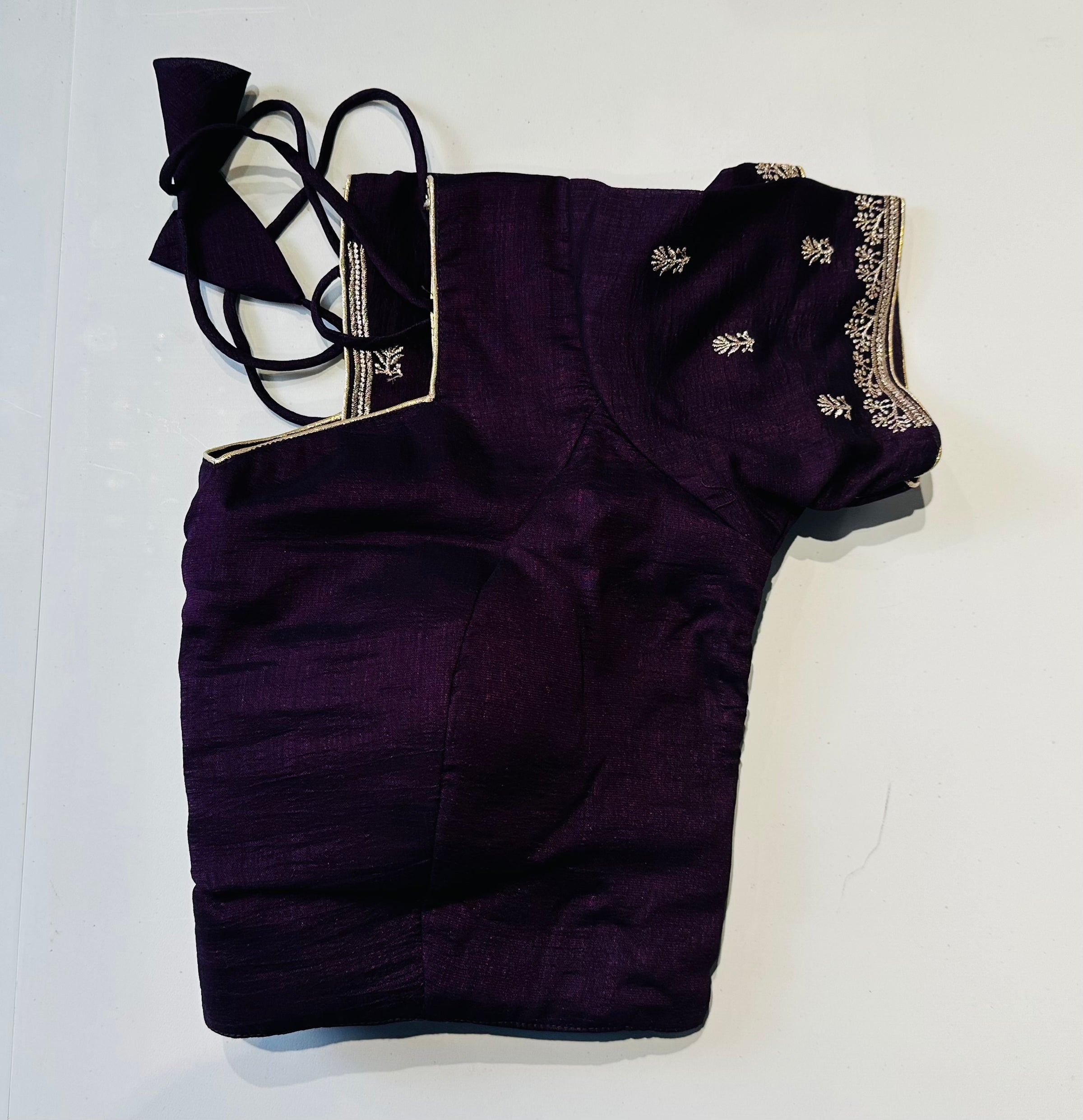Deep Purple Gold‑Embroidered Silk Saree