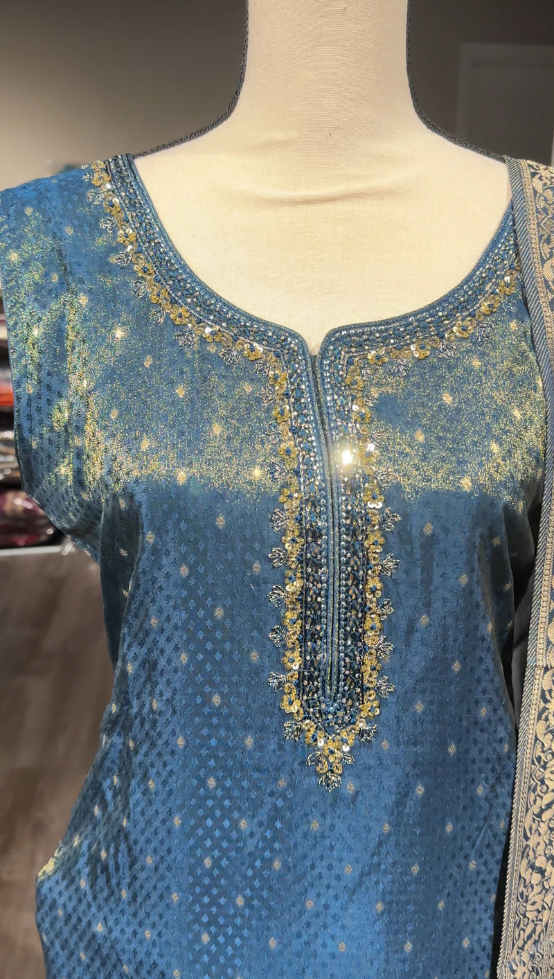 Blue Silk Embroidery Salwar