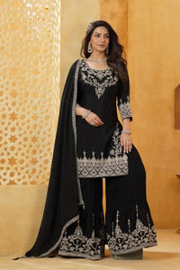 Black Silk Sharara Suit