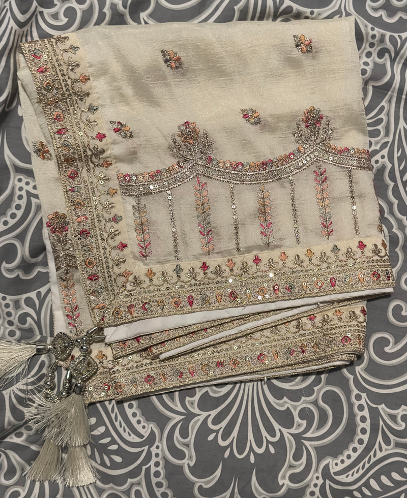 Beige Silk Salwar Suit