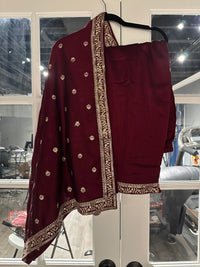 Wine Silk Salwar Suit