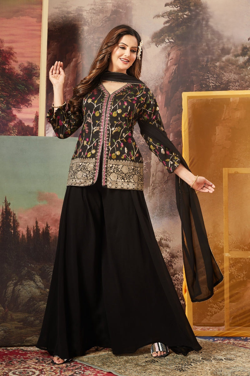 Black Short Kurta Palazzo