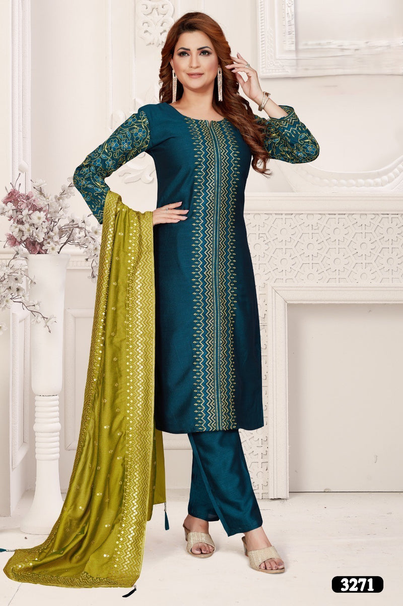 Blue Silk Salwar Suit