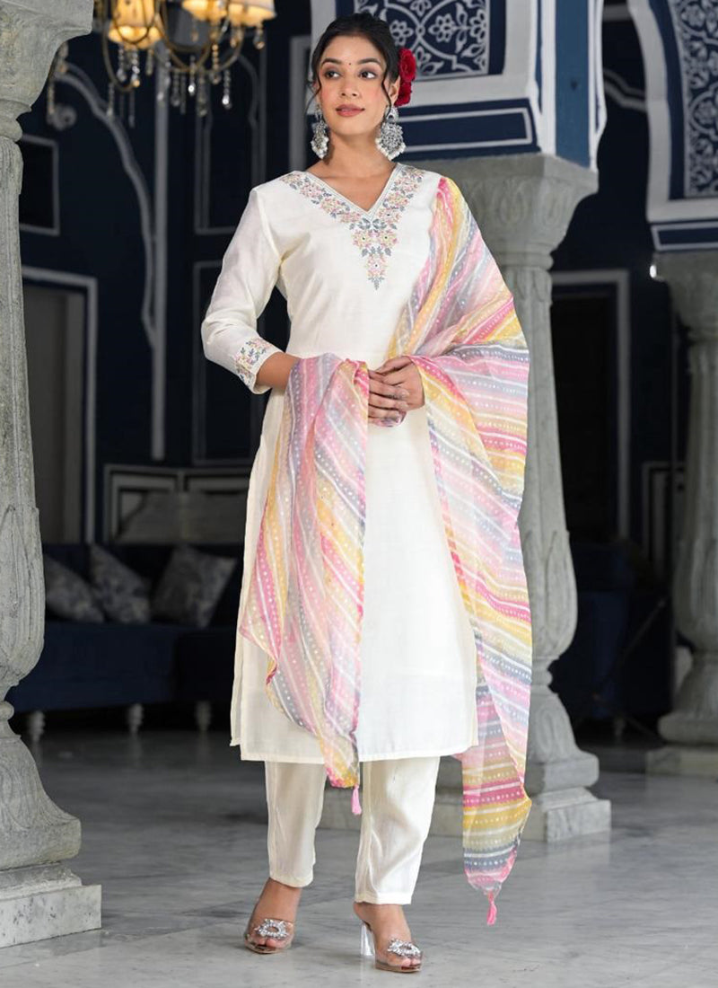 Off-White Muslin Salwar Suit