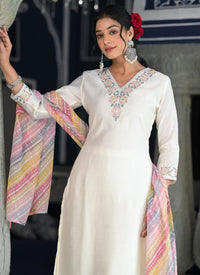 Off-White Muslin Salwar Suit