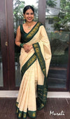 Cream Soft Lichi Silk Saree