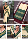 Cream Soft Lichi Silk Saree