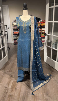 Blue Silk Embroidery Salwar