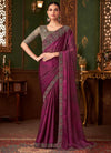 Magenta Chiffon Embroidery Saree