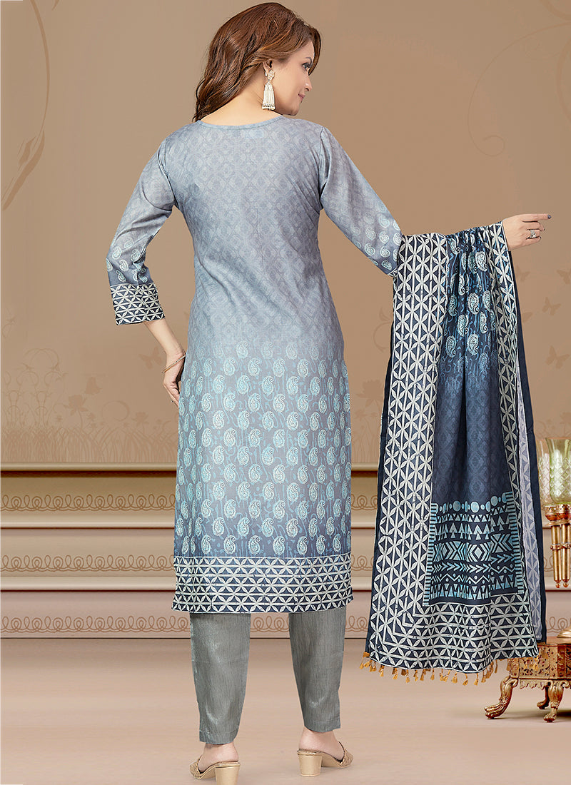 Grey Soft Silk Festival Wear