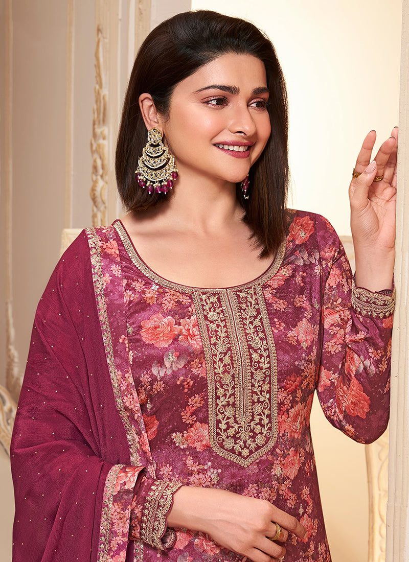 Pink Chinnon Silk Salwar Suit