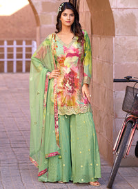 Light Green Chinnon Palazzo Suit