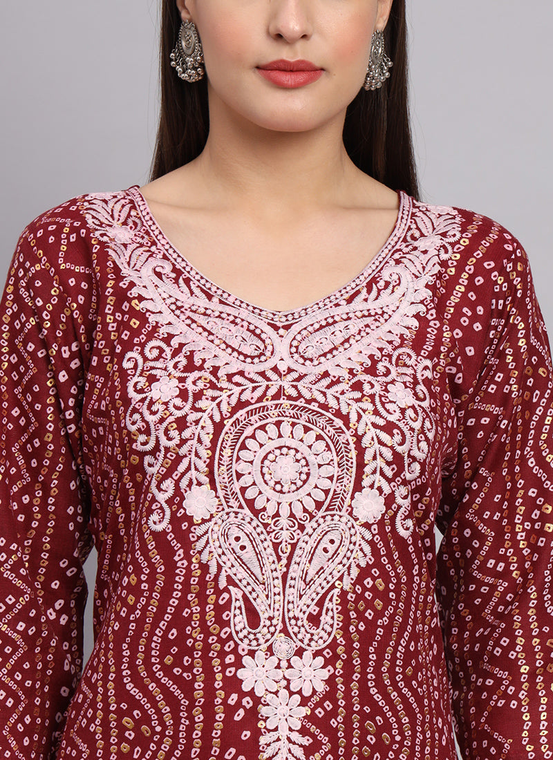 Maroon Cotton Casual Wear