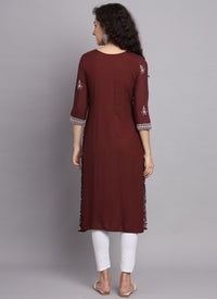 Maroon Rayon Casual Wear