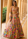 Multi-colored Georgette Embroidery Lehenga