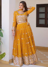 Mustard Georgette Embroidered Lehenga