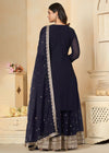 Navy Blue Faux Georgette Gharara