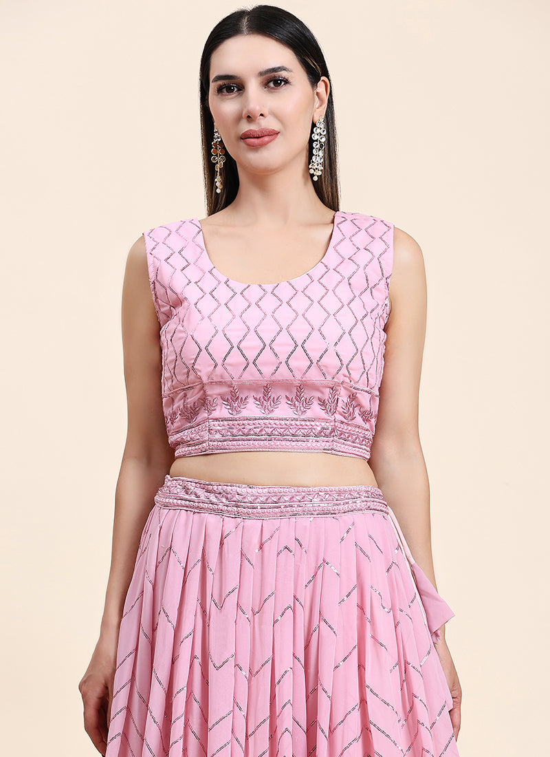 Pink Georgette Festival Wear