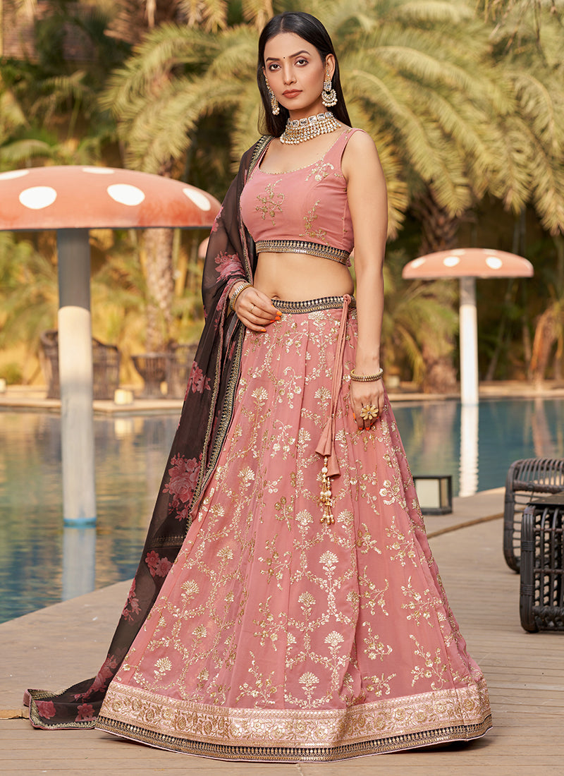 Lehenga in Dusty Rose