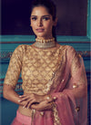 Pink and Gold Net Lehenga