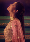 Pink and Gold Net Lehenga